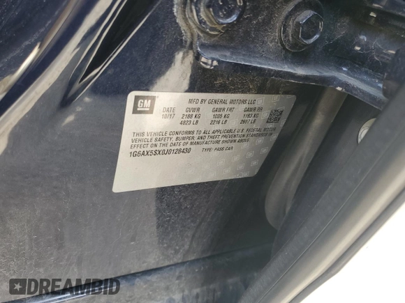 2018 Cadillac CTS Luxury AWD with VIN 1G6AX5SX0J0128430, listed as a Copart auction lot 53480485 with 121,920 mi miles and Salvage title. Bid and sale history available at DreamBid. Image 12.