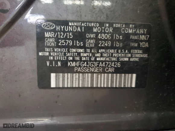 2015 Hyundai Azera with VIN KMHFG4JG3FA472426, listed as a Copart auction lot 53330305 with 220,760 mi miles and Clean Title. Bid and sale history available at carsss.com. Image 12.