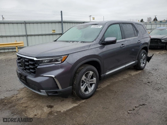 2025 Honda Pilot EX-L with VIN 5FNYG1H44SB040047, listed as a Copart auction lot 43359925 with 4,896 mi miles and Salvage Title. Bid and sale history available at carsss.com. Image 1.
