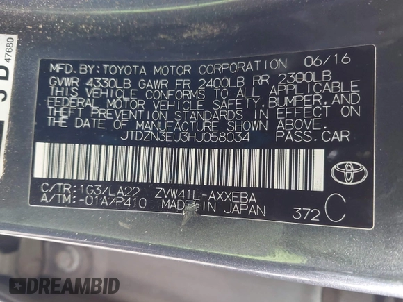 2017 Toyota Prius Two z VIN JTDZN3EU3HJ058034, wystawiony jako IAAI lot #42183180 z przebiegiem 138 734 mil mil oraz . Historia ofert i sprzedaży dostępna na DreamBid. Obrazek 9.