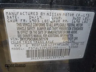 2019 Nissan Kicks S with VIN 3N1CP5CU6KL527179, listed as a IAAI auction lot 41479057 with 97,895 mi miles. Bid and sale history available at carsss.com. Image 9.