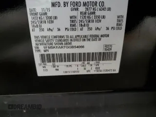 2016 Ford Police Interceptor Utility z VIN 1FM5K8AR7GGB54066, wystawiony jako Copart lot #52110255 z przebiegiem 95 302 mil mil oraz Szkoda całkowita • Salvage title. Historia ofert i sprzedaży dostępna na DreamBid. Obrazek 14.