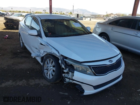 2014 Kia Optima EX z VIN 5XXGN4A74EG294124, wystawiony jako IAAI lot #41413272 z przebiegiem 154 058 mil mil oraz . Historia ofert i sprzedaży dostępna na DreamBid. Obrazek 1.