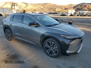 2023 Toyota bZ4X XLE with VIN JTMAAAAAXPA019772, listed as a Copart auction lot 85053124 with 9,591 mi miles and Salvage Title. Bid and sale history available at DreamBid. Image 4.