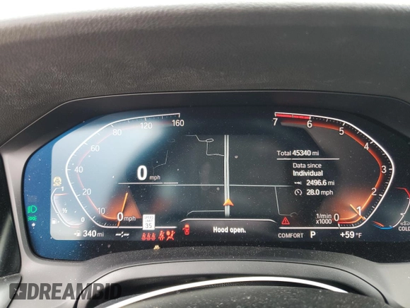 2019 BMW 3 Series 330i xDrive with VIN WBA5R7C5XKFH08171, listed as a Copart auction lot 57404905 with 45,340 mi miles and Salvage title. Bid and sale history available at DreamBid. Image 9.