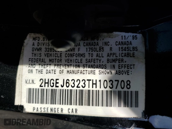 1996 Honda Civic CX with VIN 2HGEJ6323TH103708, listed as a Copart auction lot 80483434 with 91,459 mi miles and Non Repairable. Bid and sale history available at carsss.com. Image 13.