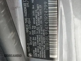 2004 BMW 3 Series M3 with VIN WBSBL93474JR24799, listed as a Copart auction lot 77037844 with Not Provided miles and Non Repairable. Bid and sale history available at DreamBid. Image 13.