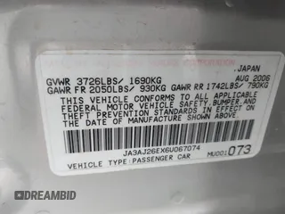 2006 Mitsubishi Lancer ES with VIN JA3AJ26EX6U067074, listed as a IAAI auction lot 41914213 with 98,074 mi miles and . Bid and sale history available at DreamBid. Image 9.
