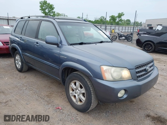 2003 Toyota Highlander z VIN JTEGF21A130105002, wystawiony jako IAAI lot #42086904 z przebiegiem 331 323 mil mil oraz . Historia ofert i sprzedaży dostępna na DreamBid. Obrazek 1.