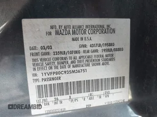 2003 Mazda 6 i with VIN 1YVFP80C935M36751, listed as a IAAI auction lot 40907767 with 87,569 mi miles and . Bid and sale history available at DreamBid. Image 9.