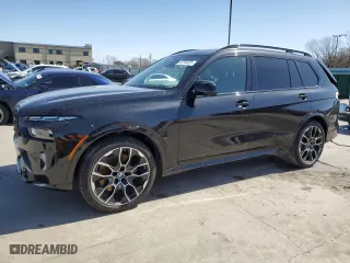 2025 BMW X7 M60i with VIN 5UX33EM00S9X26272, listed as a Copart auction lot 47746225 with 5,936 mi miles and Salvage Title. Bid and sale history available at carsss.com. Image 1.