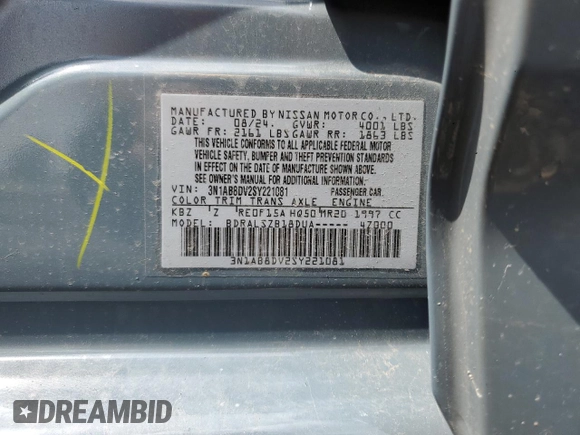 2025 Nissan Sentra SR z VIN 3N1AB8DV2SY221081, wystawiony jako Copart lot #55232405 z przebiegiem 9 391 mil mil oraz Szkoda całkowita • Salvage title. Historia ofert i sprzedaży dostępna na DreamBid. Obrazek 12.