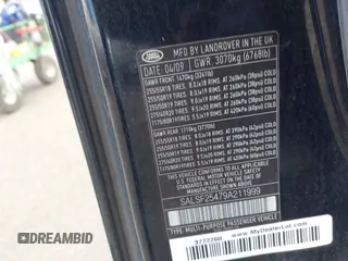 2009 Land Rover Range Rover Sport HSE with VIN SALSF25479A211999, listed as a IAAI auction lot 42440099 with 100,067 mi miles and . Bid and sale history available at DreamBid. Image 9.