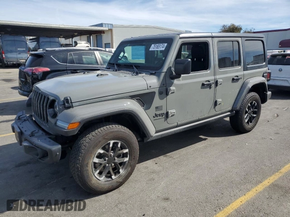 2023 Jeep Wrangler Willys Sport with VIN 1C4HJXDM6PW583932, listed as a Copart auction lot 75165174 with 7,624 mi miles and Salvage title. Bid and sale history available at DreamBid. Image 1.