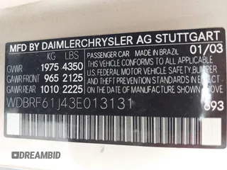 2003 Mercedes-Benz C 240 z VIN WDBRF61J43E013131, wystawiony jako IAAI lot #42036541 z przebiegiem Nie podano mil oraz . Historia ofert i sprzedaży dostępna na DreamBid. Obrazek 9.