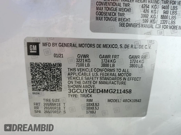 2021 Chevrolet Silverado 1500 LTZ with VIN 3GCUYGED4MG211458, listed as a Copart auction lot 56075685 with 102,093 mi miles and Clean Title. Bid and sale history available at DreamBid. Image 12.