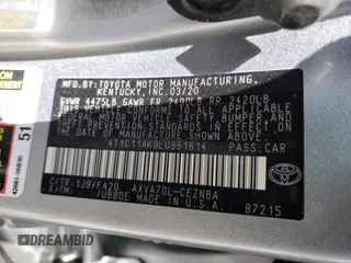 2020 Toyota Camry LE with VIN 4T1C11AK9LU951614, listed as a Copart auction lot 50218715 with Not Provided miles and Salvage Title. Bid and sale history available at carsss.com. Image 13.