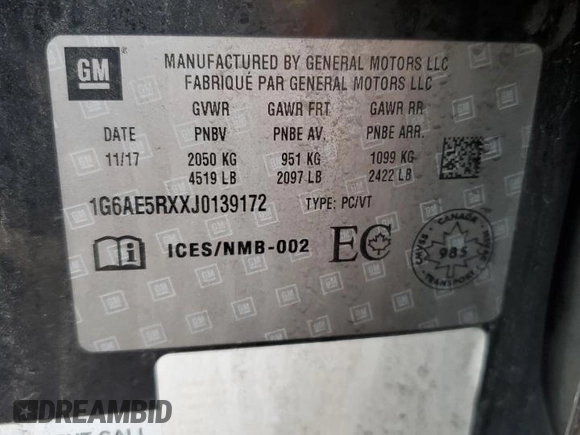 2018 Cadillac ATS AWD z VIN 1G6AE5RXXJ0139172, wystawiony jako Copart lot #53784715 z przebiegiem 71 639 mil mil oraz Szkoda całkowita • Salvage title. Historia ofert i sprzedaży dostępna na DreamBid. Obrazek 12.