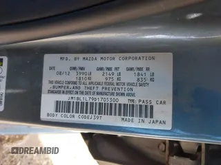 2013 Mazda 3 i Touring with VIN JM1BL1L79D1705300, listed as a IAAI auction lot 41847365 with 90,747 mi miles and . Bid and sale history available at carsss.com. Image 9.