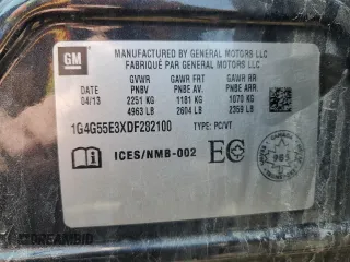 2013 Buick LaCrosse with VIN 1G4G55E3XDF282100, listed as a Copart auction lot 60088945 with 64,649 mi miles and Salvage title. Bid and sale history available at DreamBid. Image 12.