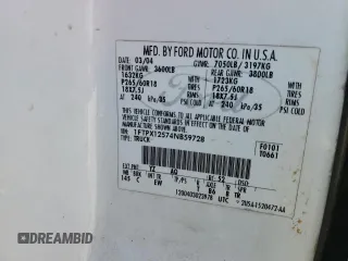 2004 Ford F-150 XL with VIN 1FTPX12574NB59728, listed as a Copart auction lot 52126375 with Not provided miles and Salvage title. Bid and sale history available at DreamBid. Image 14.