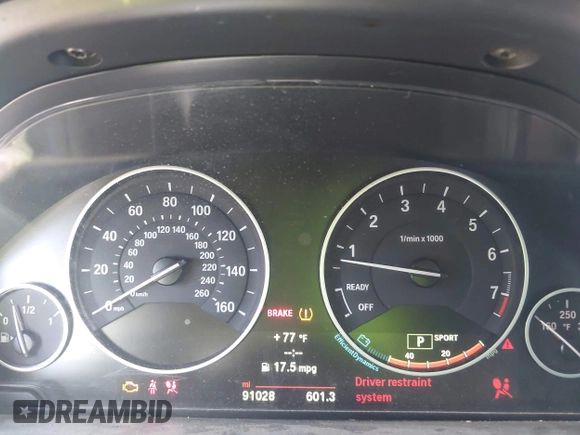 2014 BMW 3 Series 328i with VIN WBA3C1C56EK108875, listed as a IAAI auction lot 41947800 with 91,028 mi miles. Bid and sale history available at carsss.com. Image 7.