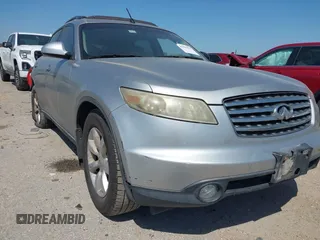 2005 Infiniti FX with VIN JNRAS08U05X106419, listed as a IAAI auction lot 41996598 with 343,592 mi miles. Bid and sale history available at carsss.com. Image 1.