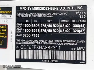 2017 Mercedes-Benz GLS with VIN 4JGDF6EEXHA887311, listed as a IAAI auction lot 41831389 with 64,396 mi miles. Bid and sale history available at carsss.com. Image 9.