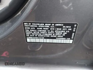2013 Volkswagen Passat SE с VIN 1VWBH7A34DC144185, выставлен на аукционе IAAI как лот 41930972 с пробегом 232 679 миль миль и . История ставок и продаж доступна на DreamBid. Изображение 9.