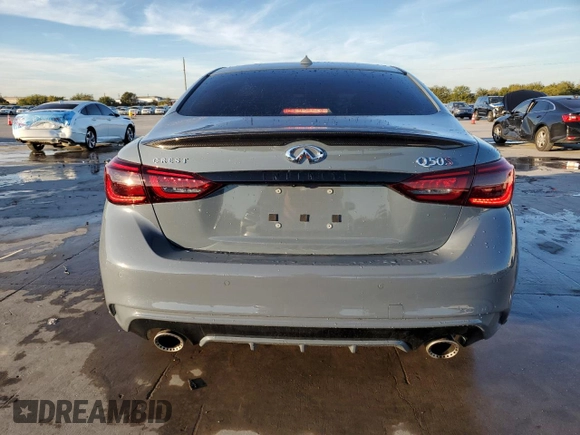 2022 Infiniti Q50 Red Sport 400 with VIN JN1FV7DP0NM370069, listed as a Copart auction lot 80541084 with 26,013 mi miles and Salvage Title. Bid and sale history available at DreamBid. Image 6.