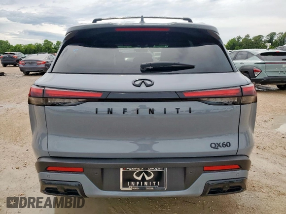2025 Infiniti QX60 с VIN 5N1AL1FR3SC332678, выставлен на аукционе Copart как лот 60646265 с пробегом 3 907 миль миль и Списание • Salvage title. История ставок и продаж доступна на DreamBid. Изображение 6.