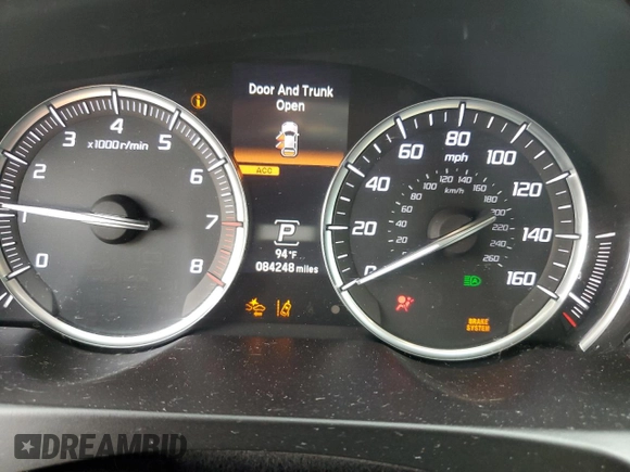 2018 Acura TLX w/Technology Pkg with VIN 19UUB1F56JA001140, listed as a Copart auction lot 66052453 with 84,248 mi miles. Bid and sale history available at carsss.com. Image 9.