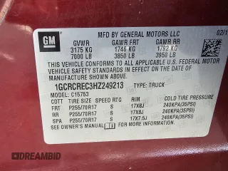 2017 Chevrolet Silverado 1500 LT with VIN 1GCRCREC3HZ249213, listed as a Copart auction lot 56705095 with 84,515 mi miles and Clean Title. Bid and sale history available at DreamBid. Image 10.