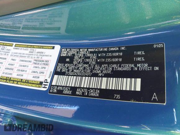 2025 Lexus NX 250 Premium with VIN 2T2GDCAZ9SC024917, listed as a IAAI auction lot 42266349 with 1,343 mi miles and . Bid and sale history available at DreamBid. Image 9.