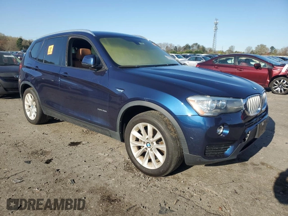 2016 BMW X3 xDrive28i with VIN 5UXWX9C55G0D83897, listed as a Copart auction lot 51317975 with 89,772 mi miles and Salvage Title. Bid and sale history available at DreamBid. Image 4.