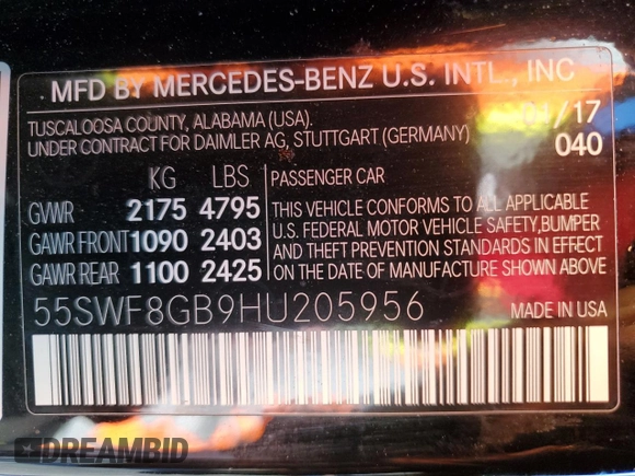 2017 Mercedes-Benz C 63 AMG с VIN 55SWF8GB9HU205956, выставлен на аукционе Copart как лот 72935004 с пробегом 81 191 миль миль и Списание • Salvage title. История ставок и продаж доступна на DreamBid. Изображение 15.