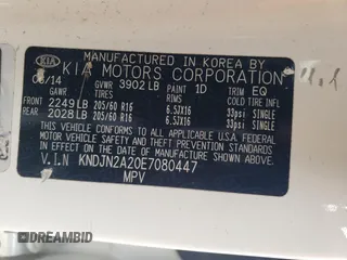 2014 Kia Soul with VIN KNDJN2A20E7080447, listed as a Copart auction lot 48352415 with 194,409 mi miles and Salvage Title. Bid and sale history available at carsss.com. Image 14.