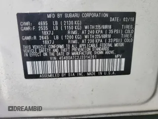 2018 Subaru Outback Touring z VIN 4S4BSATC2J3314291, wystawiony jako Copart lot #46921185 z przebiegiem 77 393 mil mil oraz Szkoda całkowita • Salvage title. Historia ofert i sprzedaży dostępna na DreamBid. Obrazek 12.