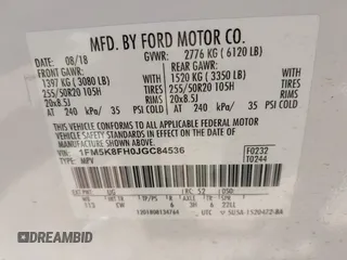 2018 Ford Explorer Limited с VIN 1FM5K8FH0JGC84536, выставлен на аукционе IAAI как лот 42394596 с пробегом 77 572 миль миль и . История ставок и продаж доступна на DreamBid. Изображение 9.