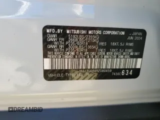 2024 Mitsubishi Outlander ES z VIN JA4J3UA84RZ080459, wystawiony jako Copart lot #47475125 z przebiegiem 21 066 mil mil oraz Szkoda całkowita • Salvage title. Historia ofert i sprzedaży dostępna na DreamBid. Obrazek 13.