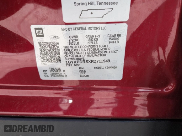 2024 Cadillac XT6 AWD Premium Luxury с VIN 1GYKPDRSXRZ711949, выставлен на аукционе Copart как лот 53997145 с пробегом 8 529 миль миль и Списание • Salvage title. История ставок и продаж доступна на DreamBid. Изображение 13.