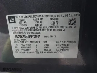 2014 Chevrolet Silverado 1500 LT with VIN 3GCUKREH4EG427604, listed as a IAAI auction lot 41403243 with 133,467 mi miles. Bid and sale history available at carsss.com. Image 9.