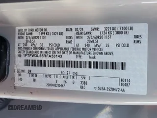2024 Ford F-150 XLT with VIN 1FTFW3L55RFA53143, listed as a Copart auction lot 47960675 with 6,847 mi miles and Salvage Title. Bid and sale history available at carsss.com. Image 13.