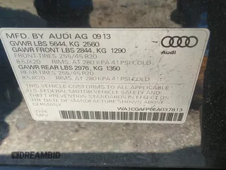 2014 Audi SQ5 Premium Plus with VIN WA1CGAFP6EA037813, listed as a IAAI auction lot 42058246 with 104,623 mi miles and . Bid and sale history available at DreamBid. Image 9.