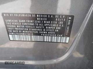2013 Volkswagen Jetta TDI w/Premium with VIN 3VWLL7AJ2DM278015, listed as a IAAI auction lot 42619604 with 96,843 mi miles and . Bid and sale history available at DreamBid. Image 9.