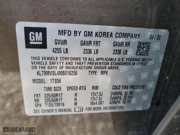 2021 Chevrolet TrailBlazer ACTIV with VIN KL79MVSL4MB016256, listed as a Copart auction lot 48281495 with 82,112 mi miles and Salvage Title. Bid and sale history available at carsss.com. Image 13.