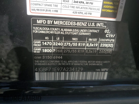 2007 Mercedes-Benz GL-Class with VIN 4JGBF71E97A234129, listed as a Copart auction lot 76583074 with 0 mi miles and Salvage Title. Bid and sale history available at carsss.com. Image 15.