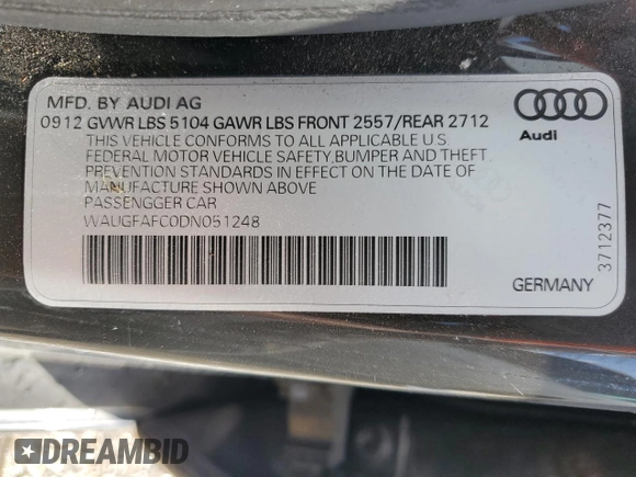 2013 Audi A6 Premium Plus z VIN WAUGFAFC0DN051248, wystawiony jako Copart lot #56663775 z przebiegiem 110 304 mil mil oraz Szkoda całkowita • Salvage title. Historia ofert i sprzedaży dostępna na DreamBid. Obrazek 12.