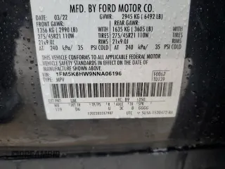 2022 Ford Explorer Platinum with VIN 1FM5K8HW9NNA06196, listed as a Copart auction lot 86145694 with Not Provided miles and Salvage Title. Bid and sale history available at carsss.com. Image 16.