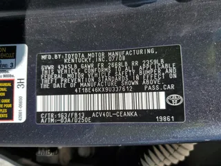 2009 Toyota Camry with VIN 4T1BE46KX9U337612, listed as a Copart auction lot 52767865 with 196,077 mi miles and Salvage Title. Bid and sale history available at carsss.com. Image 12.